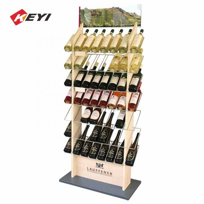 Modern Popular Floor Wood Shelf Red Wine Bottle Display Rack For Sale