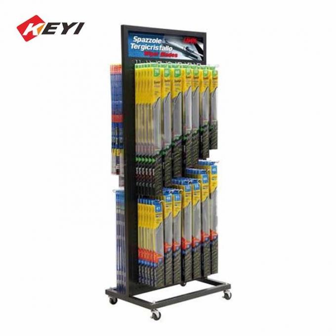 Double Sided Metal Wiper Stand Windshield Wiper Display Racks With Sign