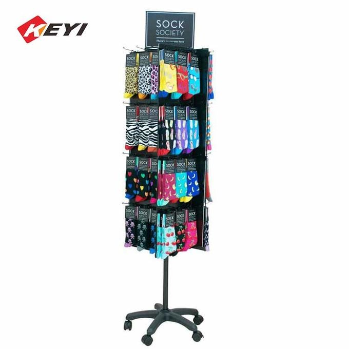 Retail Shop Floor Standing Rotating Display Rack Hanging Socks Display