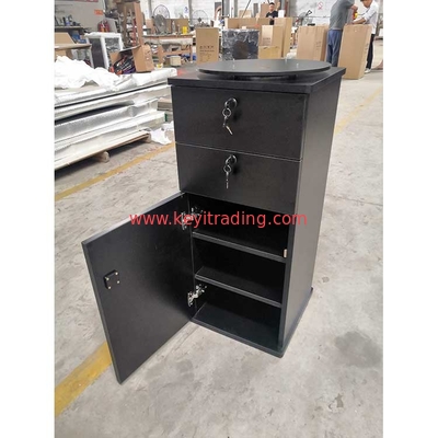 Floor Standing Storage Cabinet Rotating Acrylic Knife Display Case With Drawer