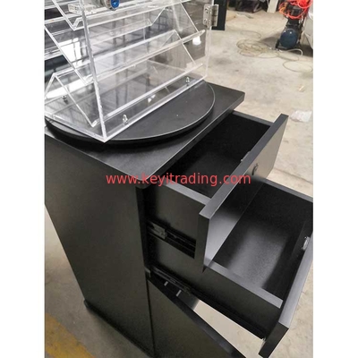 Floor Standing Storage Cabinet Rotating Acrylic Knife Display Case With Drawer