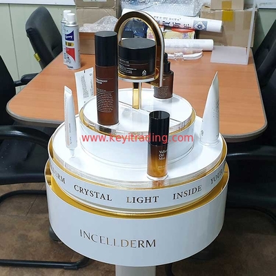 Makeup Shop Floor Standing Rotating Cosmetics Display Rack With Drawer