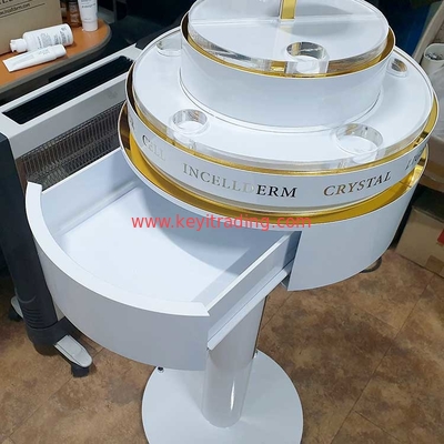 Makeup Shop Floor Standing Rotating Cosmetics Display Rack With Drawer