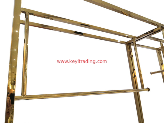 Fashion Clothing Store Display Stand Boutique Woman Dress Display Rack Gold Metal