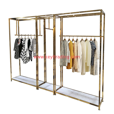 Fashion Clothing Store Display Stand Boutique Woman Dress Display Rack Gold Metal