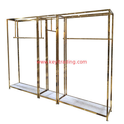 Fashion Clothing Store Display Stand Boutique Woman Dress Display Rack Gold Metal