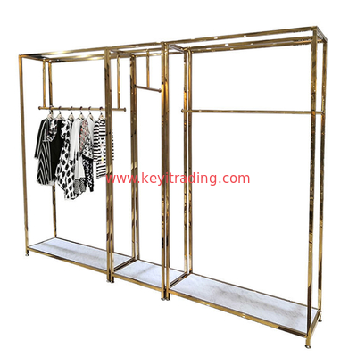 Fashion Clothing Store Display Stand Boutique Woman Dress Display Rack Gold Metal