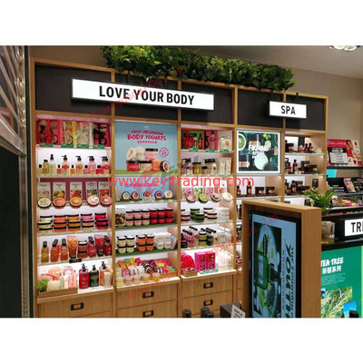 Customized Cosmetic Wall Display Stand Shopping Mall Showcase Retail Perfume Store Furniture Cosmetic Display Cabinet