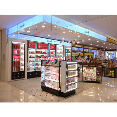 Retail customized luxury black makeup shop displays acrylic cosmetic display stand and cabinet