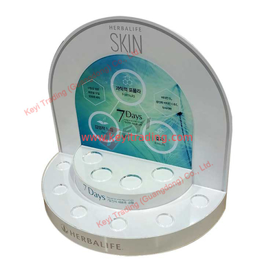 New Design Factory Custom High-End Cosmetic Acrylic Display Stand Makeup Display Holder White Acrylic Stand For Products