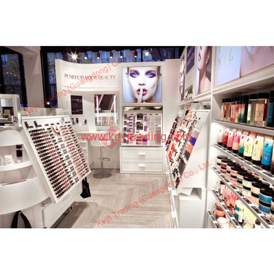 Luxury Custom Perfume Showcase Shelving Boutique Cosmetic Display Wall Cabinet with LED Lighting
