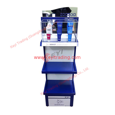 Customized Cosmetic Shop Floor Standing Metal Display Stand Skincare Products Display Beauty Salon Display Rack