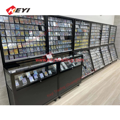 TCG pokemoon Sports Trading Card Floor Standing Display Rack Metal Acrylic Display Frame Rack for Standard Cards with lock