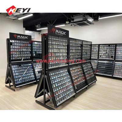 Custom Transparent TCG Cards Frames Clear Card Stands Metal Floor Standing Trading Card Display Case For Pokémon