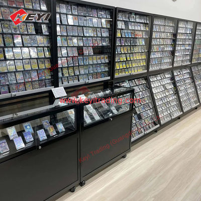 Custom Floor Metal Stand Tcg Trading Card Display Case Gondola Shelves Graded Card Display Rack for Retail Stores Sport Cards