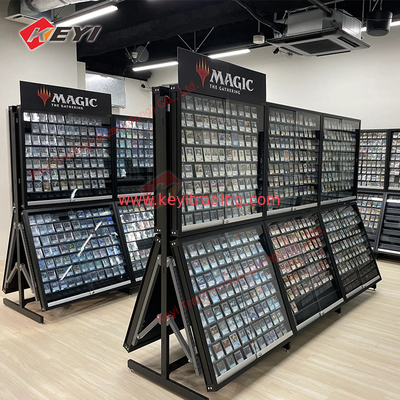 Shopping Hobby Station Display Rack Trading Card Game Display Case Floor Stand Metal Adjustable TCG Display Fixtures