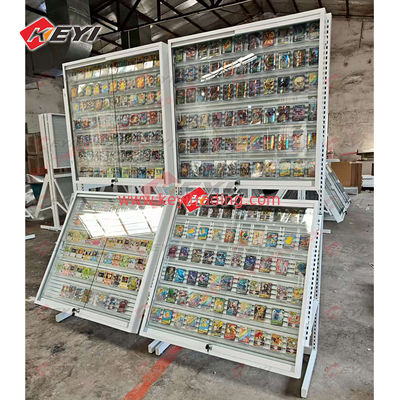 Repostionable Rail Card Display Case Retail Wholesale Pokemon Trading Card Metal and Acrylic Display Rack for TCG Store