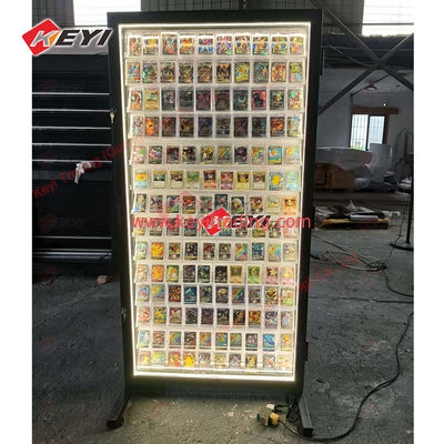 Custom Floor Metal Stand Tcg Trading Card Display Case Gondola Shelves Graded Card Display Rack for Retail Stores Sport Cards