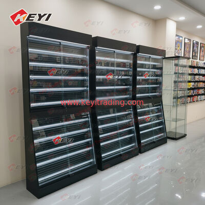 Good Quality Customized Size High Definition Glass TCG Cards Cabinet Free-Stranding Metal Frame for Pokémon Card Display