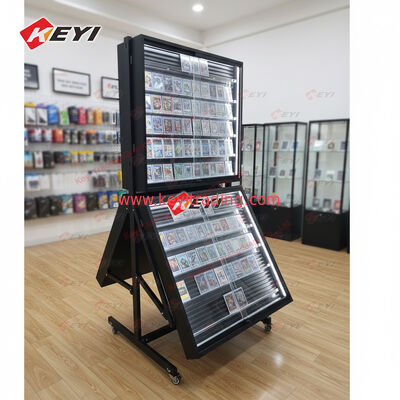Good Quality Customized Size High Definition Glass TCG Cards Cabinet Free-Stranding Metal Frame for Pokémon Card Display