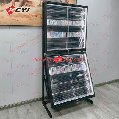 KEYI High Quality Single Side Metal Frame Bracket Height Adjustable Acrylic Card Rails Display Cases for Collectibles