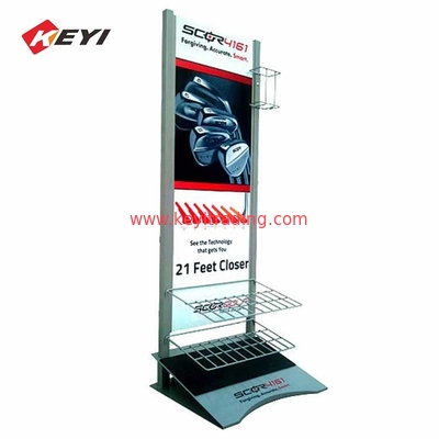 Retail Metal Floor Stand Golf Club Display Rack With LOGO Custom