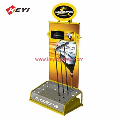 Retail Metal Floor Stand Golf Club Display Rack With LOGO Custom