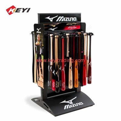 Freestanding Slatwall Display Rack Holder Baseball Bat Display Stand With Hooks