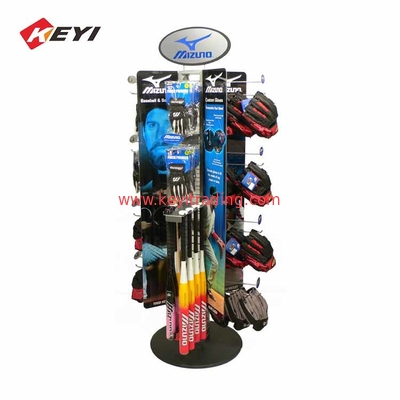 Freestanding Slatwall Display Rack Holder Baseball Bat Display Stand With Hooks