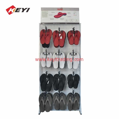 OEM&ODM Floor Black Metal Wire Sandal Display Stand With Hooks