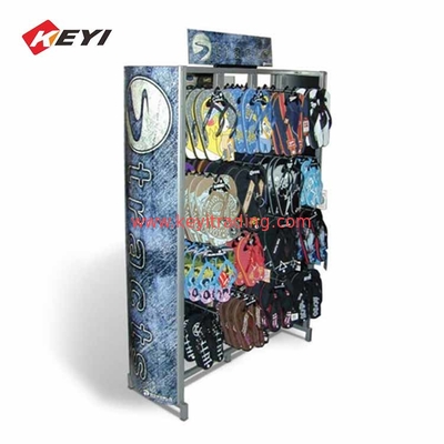 OEM&ODM Floor Black Metal Wire Sandal Display Stand With Hooks