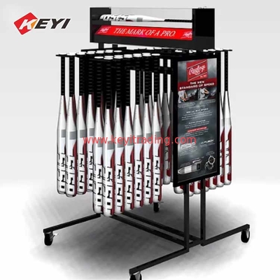 Custom Floor Standing Black Metal holder Baseball Bat Display Stand For Retail