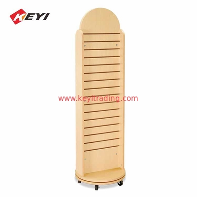 Multi-Function Floor Retail Display Rack Wood Slat Wall Display With Hooks