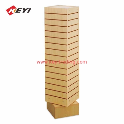 Multi-Function Floor Retail Display Rack Wood Slat Wall Display With Hooks