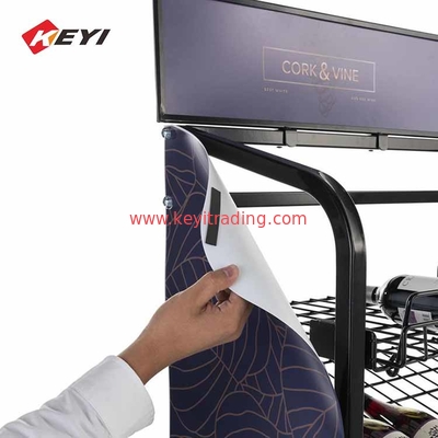 Portable Floor Bottle Stand 6 Tier Metal Wire Wine Display Rack With Caster