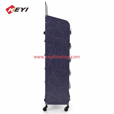 Portable Floor Bottle Stand 6 Tier Metal Wire Wine Display Rack With Caster