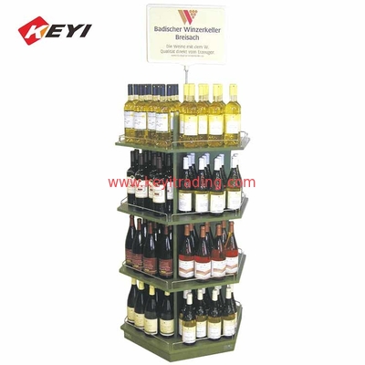 Custom Supermarket Large Retail Pos Stand Floor Wine Display Shelf