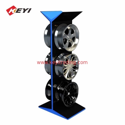 Custom Retail Floor Car Wheel Stand Wheel Rim Display Rack For 3 Alloy Wheel