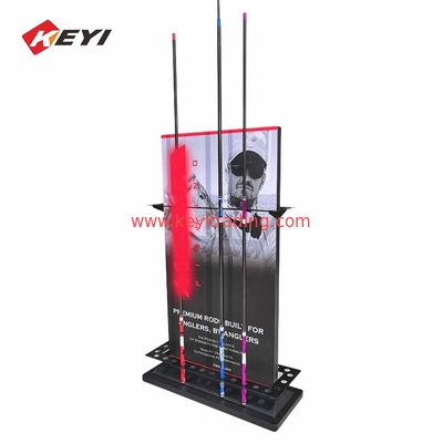 Custom Graphics And Black Metal 24 Fishing Rod Display Stand For Sale