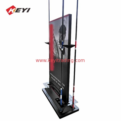Custom Graphics And Black Metal 24 Fishing Rod Display Stand For Sale