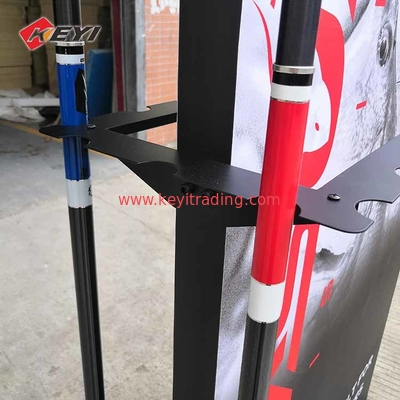 Custom Graphics And Black Metal 24 Fishing Rod Display Stand For Sale