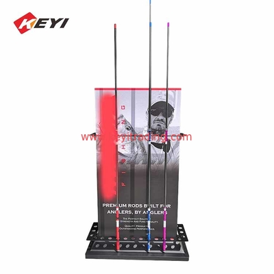 Custom Graphics And Black Metal 24 Fishing Rod Display Stand For Sale