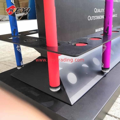 Custom Graphics And Black Metal 24 Fishing Rod Display Stand For Sale