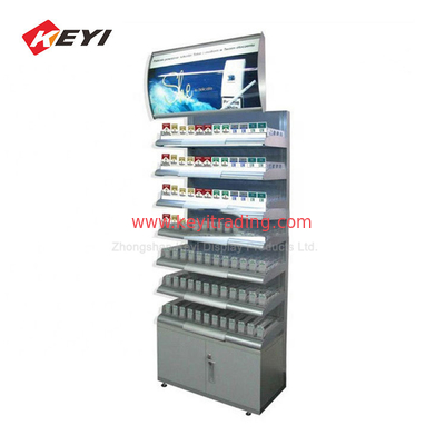 Smoke Shop Floor Standing Tobacco Display Rack Metal Cigarette Display Stand With Led Light