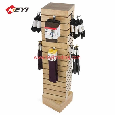 Double Sided Floor Wood Slatwall Stand Hanging Socks Display Rack