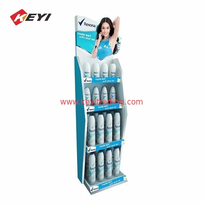 Custom Retail Store Tiered Metal Shelf Shampoo Display Stand With Sign Holder Frame