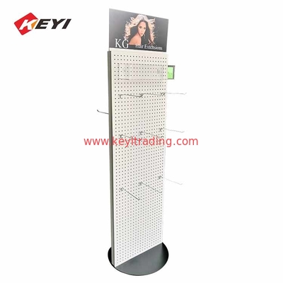 Upright Metal Plate Stand Retail Pegboard Display Shelf Hair Bundle Display Rack