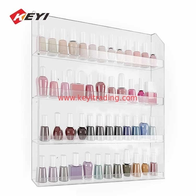 Wall Mounted 4 Tier Clear Acrylic Nail Polish Display Rack