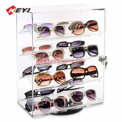 Counter Top Rotating Eyewear Stand Lockable Clear Acrylic Sunglass Display Case