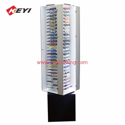 Retail Shop Illuminating Floor Standing Knife Display Cases With Led Light